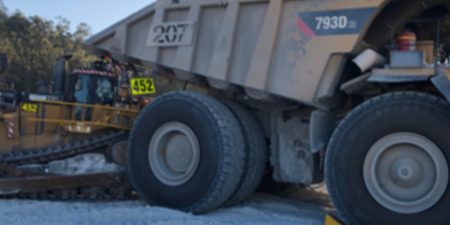 Photo of the collision between dozer and haul truck