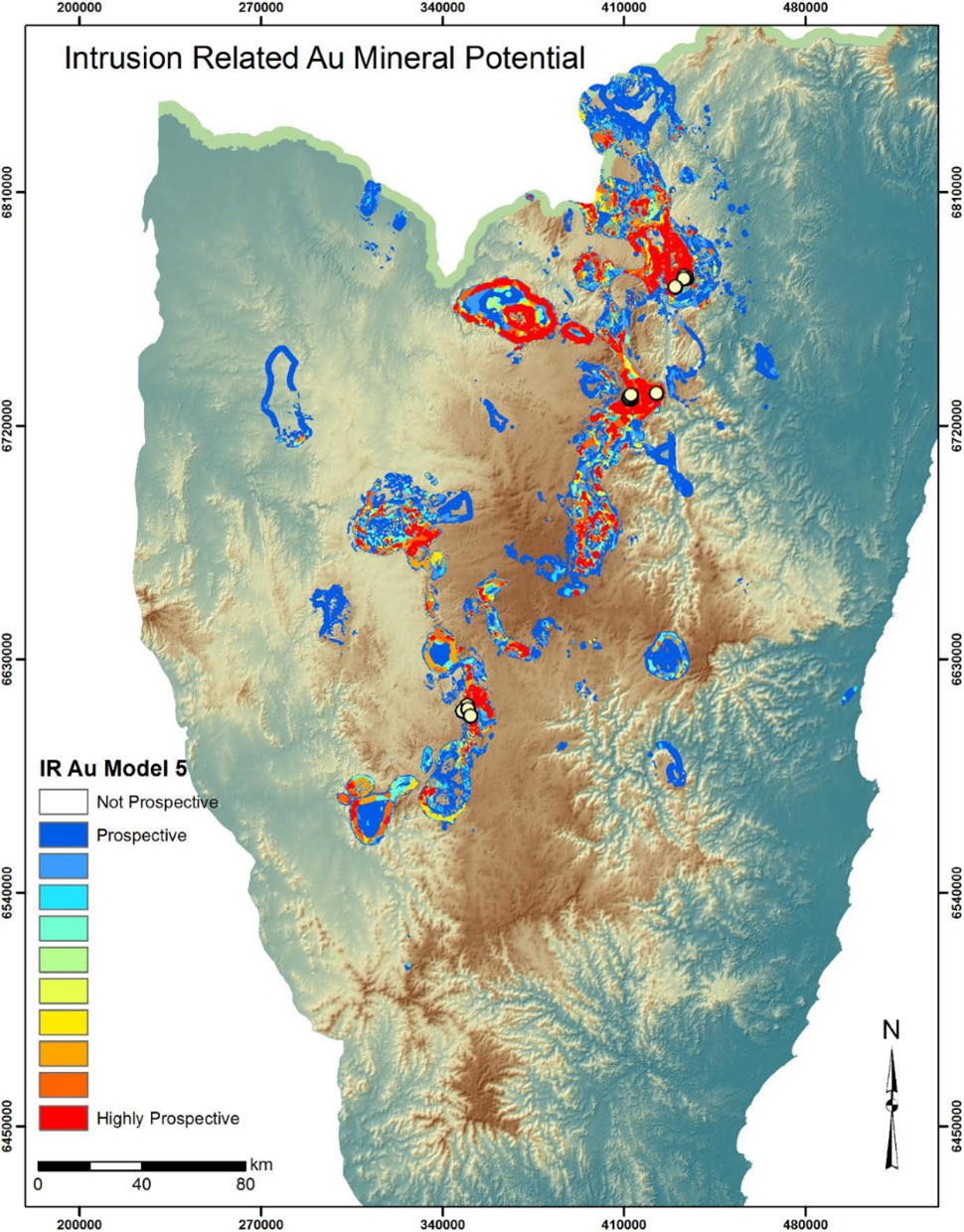 Intrusion-related Au mineral potential results for the Southern New England Orogen (extract from Southern New England Orogen mineral potential report).